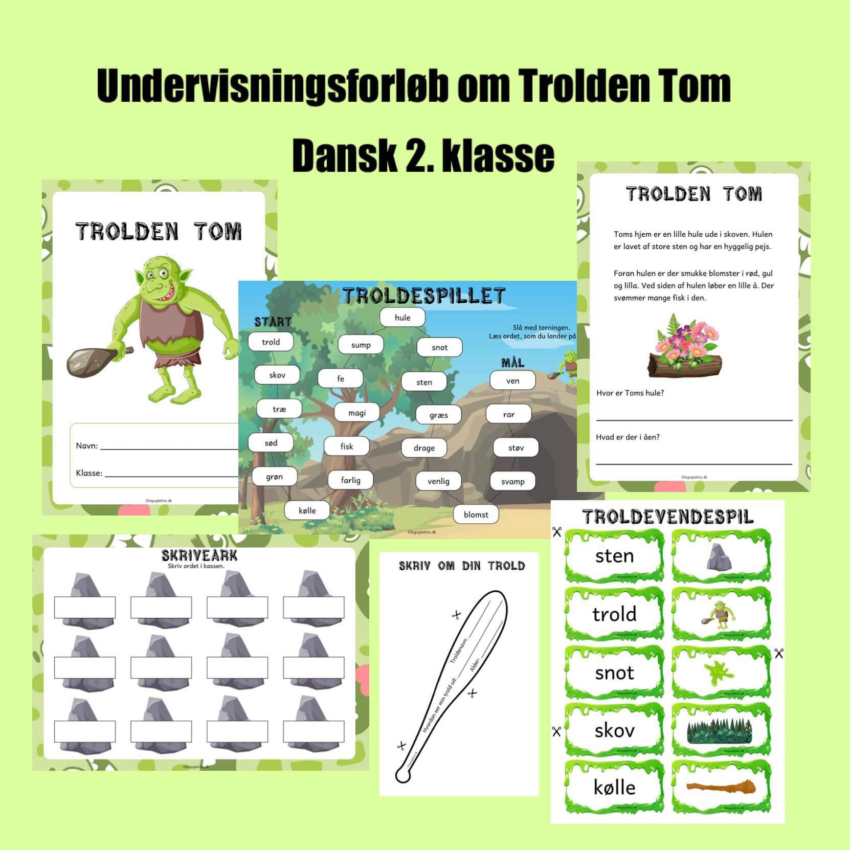 Undervisningsforløb om Trolden Tom. Et undervisningsforløb til dansk i 2. klasse med både opgavehæfte og aktiviteter.