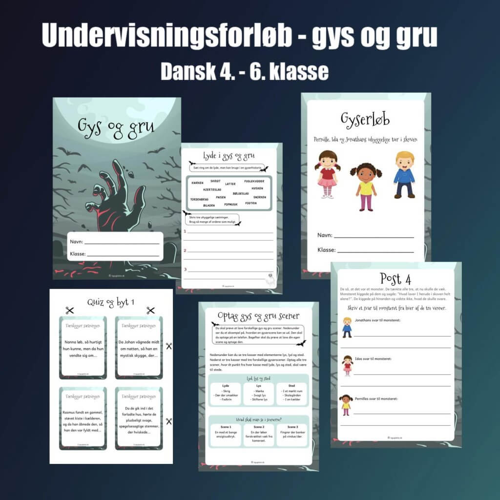 Undervisningsforløb om genren "gys og gru". Til mellemtrin dansk 4. - 6. klasse. Opgavehæfte og aktiviteter.