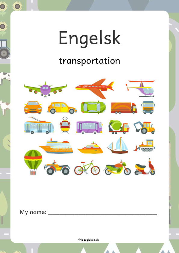 Engelsk opgavehæfte om transportformer til 2. og 3. klasse.