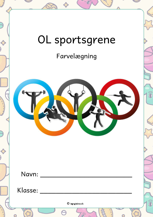 Opgavehæfte til børn om at farvelægge forskellige sportsgrene, som er med i de olympiske lege.