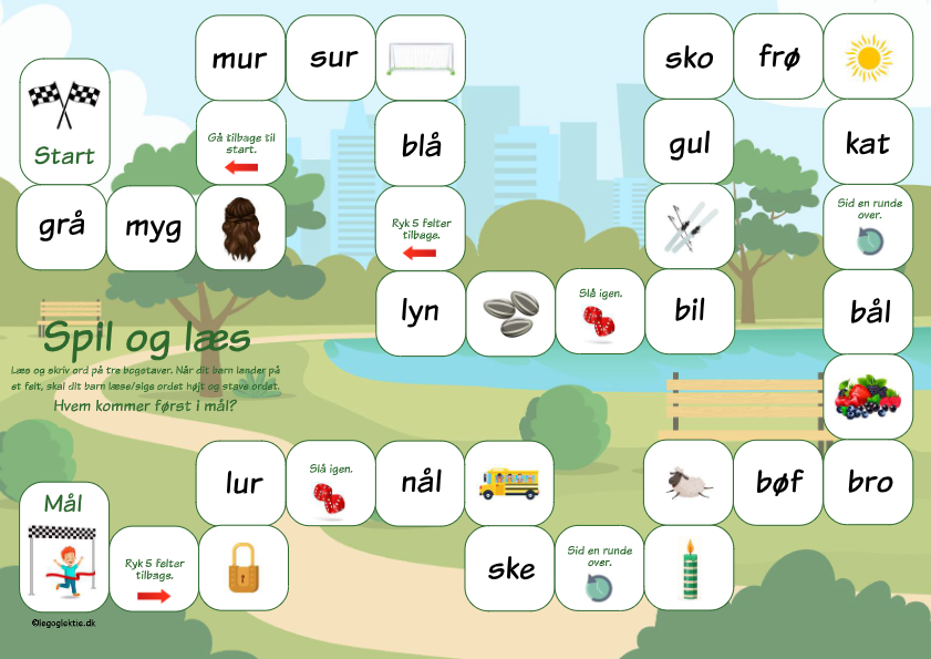 Læsespil til dansk 1. klasse. Lær at læse ord med tre bogstaver.