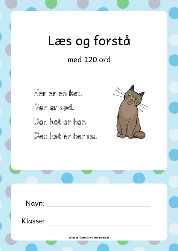 Danskopgaver til 0. - 1. klasse med læs og forstå om de 120 ord.