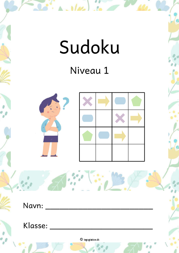 Matematikopgaver til 1. - 3. klasse med sudokuer med figurer, tal og bogstaver.