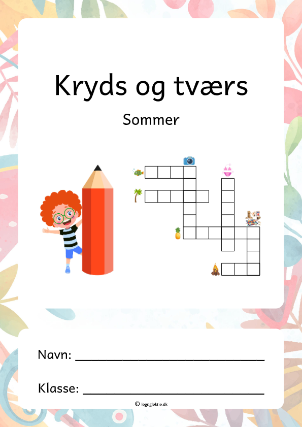 Kryds og tværs til dansk 2. - 4. klasse med sommerord.