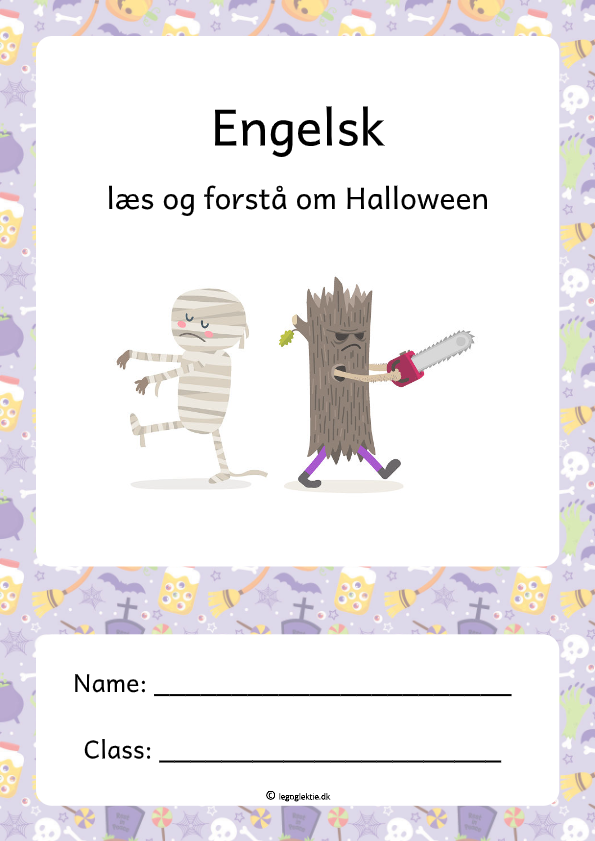 Engelskopgaver til 5. - 6. klasse med læs og forstå om Halloween.