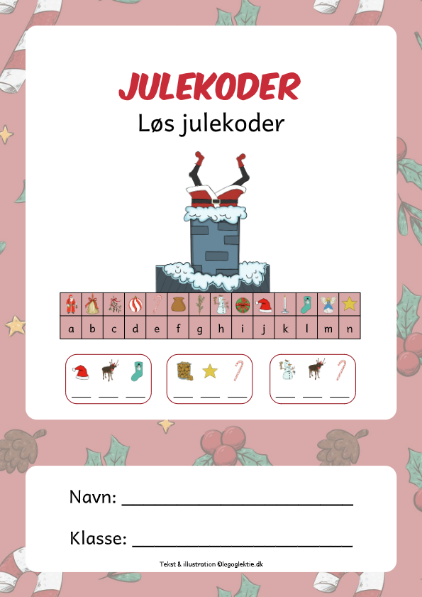 Danskopgaver 0. - 2. klasse med julekoder og juleopgaver.