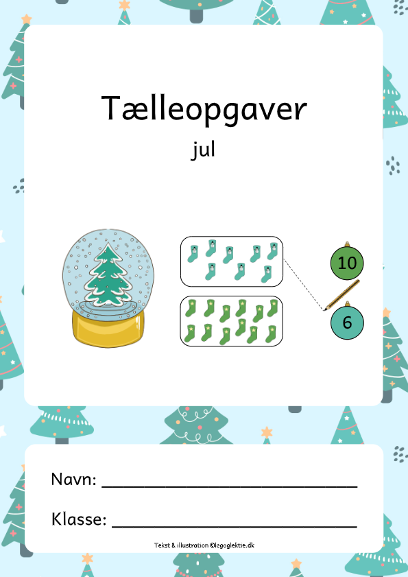 Matematikopgaver 0. - 1. klasse med tælleopgave juleopgaver.