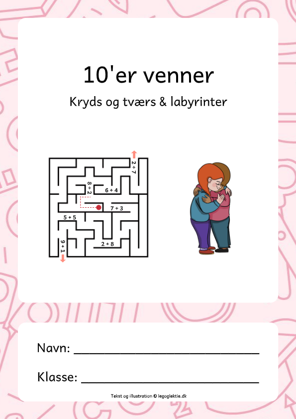 Matematikopgaver med 10'er venner. Kryds og tværs og labyrinter.