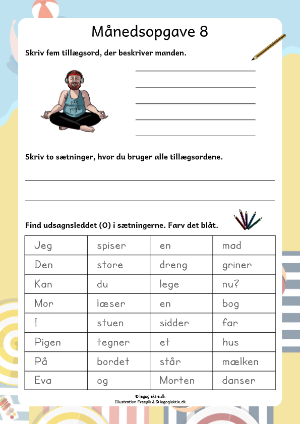 Månedsopgaver, aflevering, ugeopgaver dansk 4. klasse