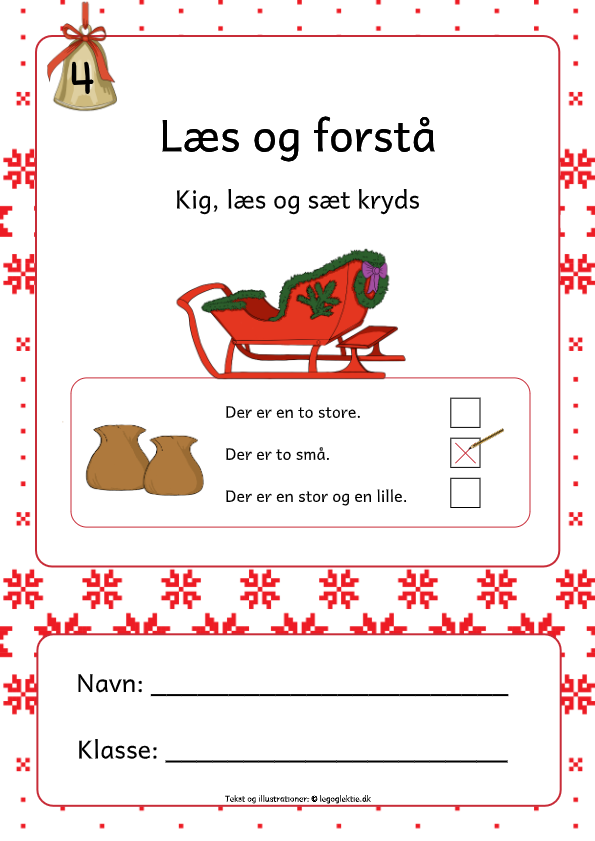 Læs og forstå opgaver med jul til dansk 2. klasse og 3. klasse. Juleopgaver og julehæfte.