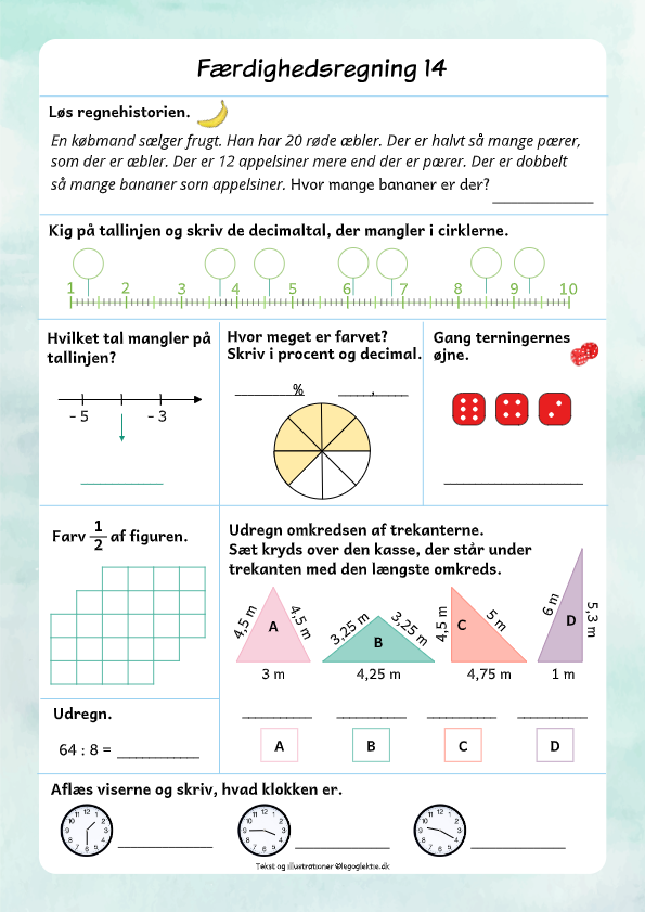 matematik 4. klasse færdighedsregning