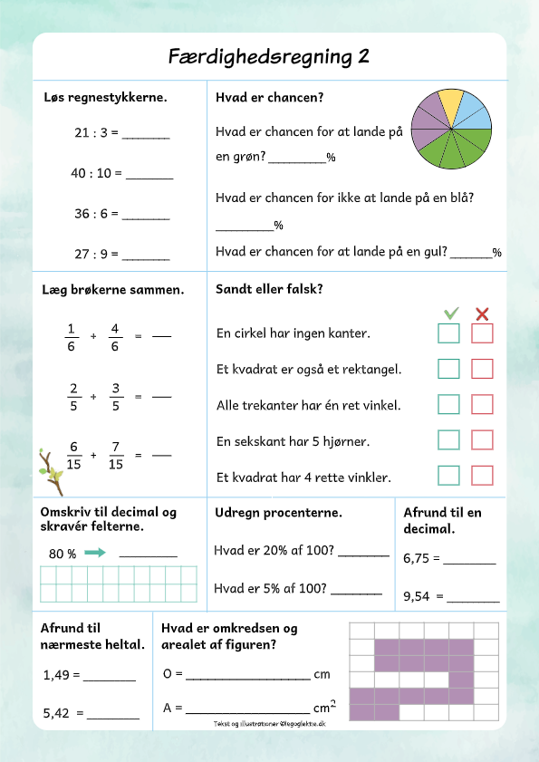matematik 4. klasse færdighedsregning