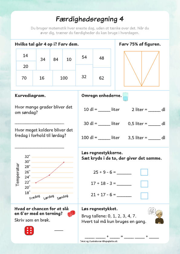 matematik 4. klasse færdighedsregning