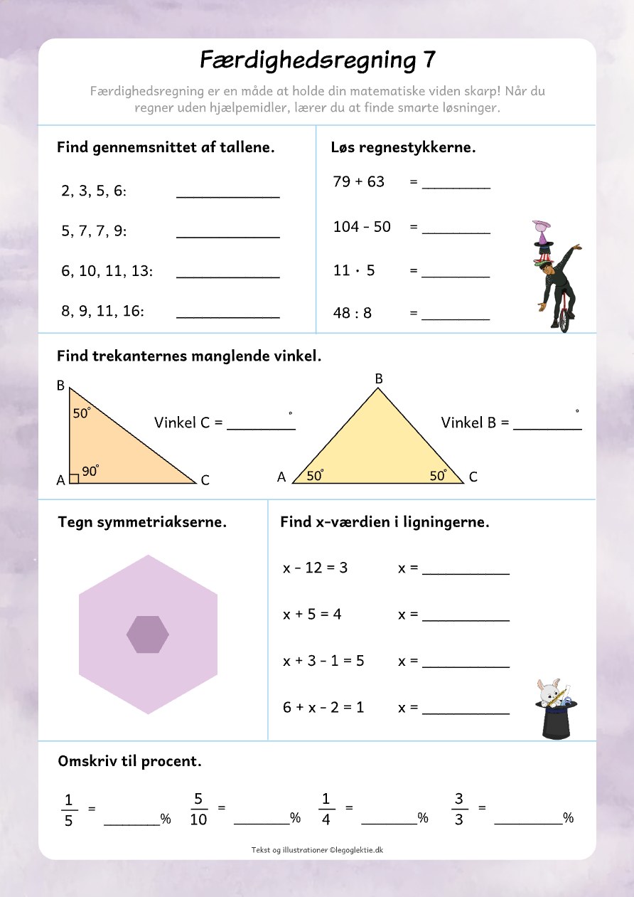 Færdighedsregning 7 – matematik 5. klasse