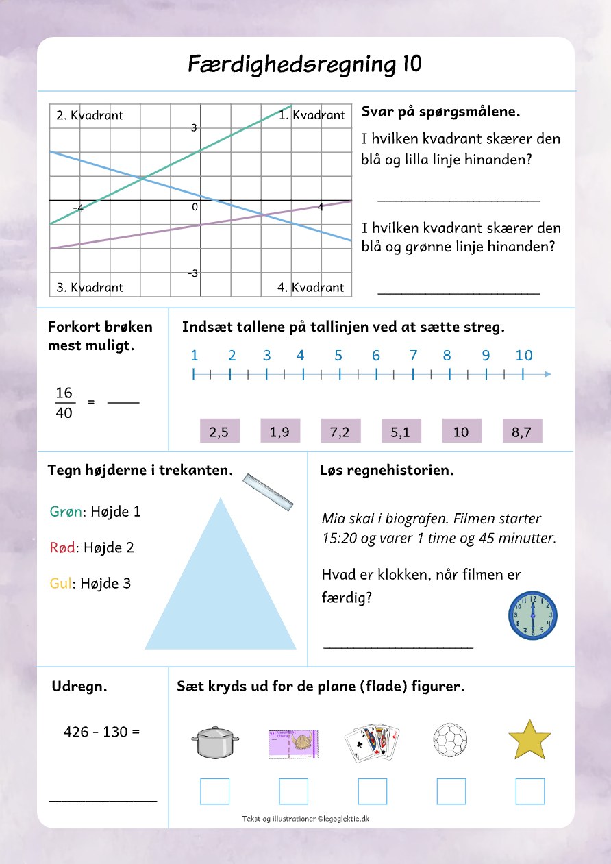 Færdighedsregning 10 – matematik 5. klasse