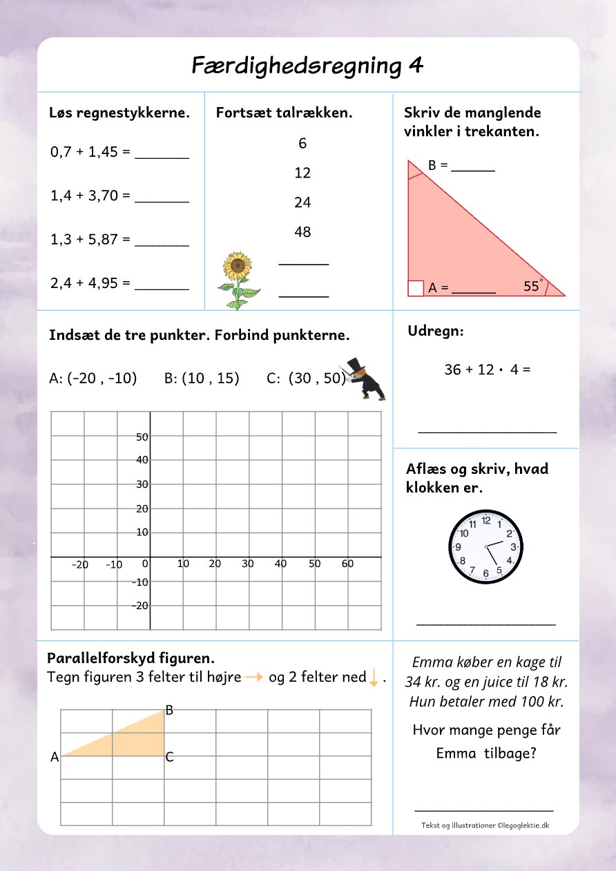 Færdighedsregning 4 – matematik 5. klasse